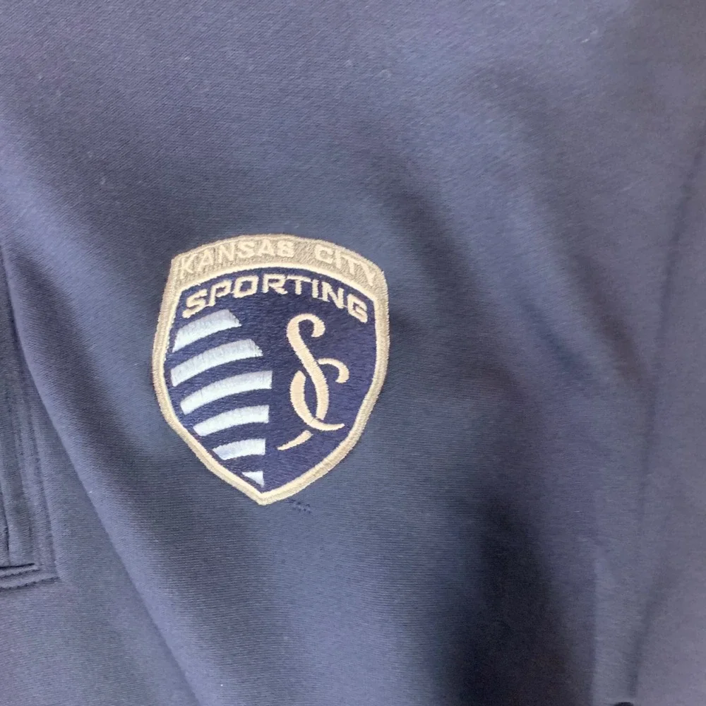 Adidas Kansas City‎ Sporting Pullover Men Small Navy Blue Climalite 1/4 Zip MLS